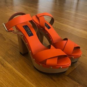 RALPH LAUREN // Orange platform heels